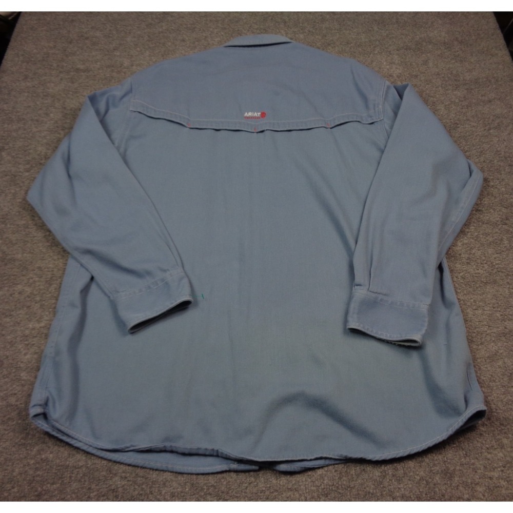 Ariat FR Shirt Mens XL Blue Workwear Long Sleeve Button Work Flame Resistant - Picture 2 of 11